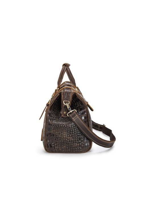 Crocodile pattern luxury large leather travel bag