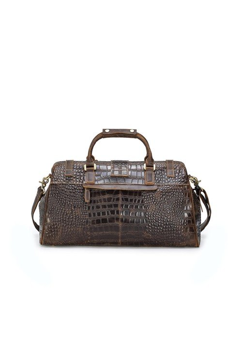 Crocodile pattern luxury large leather travel bag