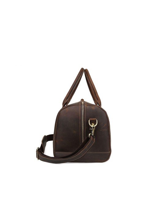 High-grade brown large-capacity leather travel bag