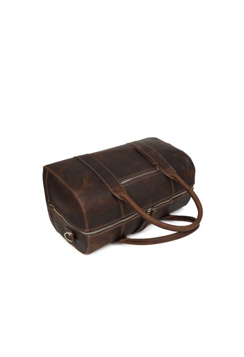 High-grade brown large-capacity leather travel bag