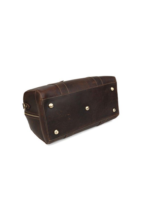High-grade brown large-capacity leather travel bag