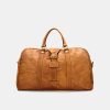 Brown large capacity genuine leather hand travel bag
