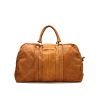 Brown large capacity genuine leather hand travel bag