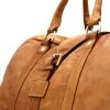 Brown large capacity genuine leather hand travel bag